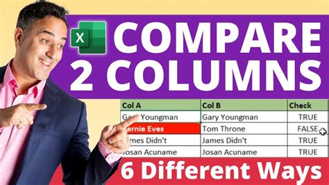 6 Different Ways To Compare Two Columns In Microsoft Excel A Detailed Tutorial Youtube