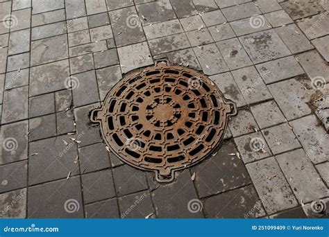 Old Cast Iron Manhole Cover Stock Image Image Of Sewer Metal