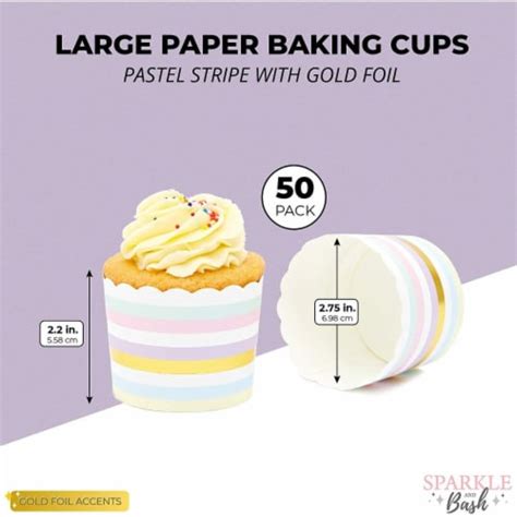 Pack Muffin Liners Pastel And Gold Foil Striped Cupcake Wrappers