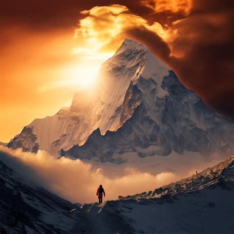 Premium Photo Evening Colored View Of Mount Everest From Gokyo Ri