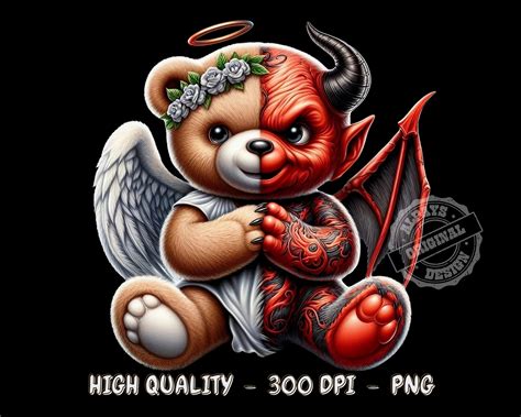 Angel Teddy Bear Png Files For Sublimation Devil Teddy Bear Png For