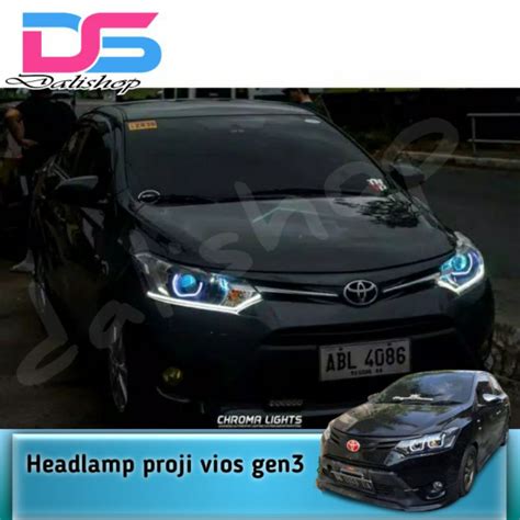 Jual Headlamp Vios Limo Gen 3 2014 Custom Projector Angel Eyes Devil