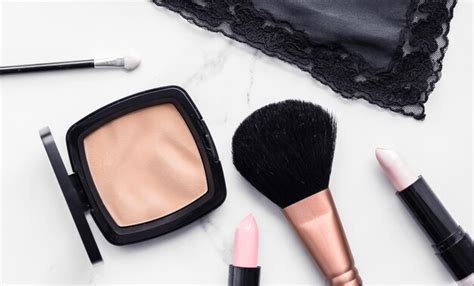 Premium Photo Makeup And Cosmetics Flatlay On Marble