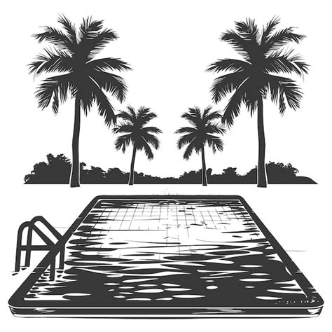 Premium Vector Silhouette Swimming Pool Black Color Only