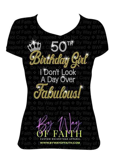 50th Birthday Girl Bling Rhinestone Glitter Shirt Ts For Etsy