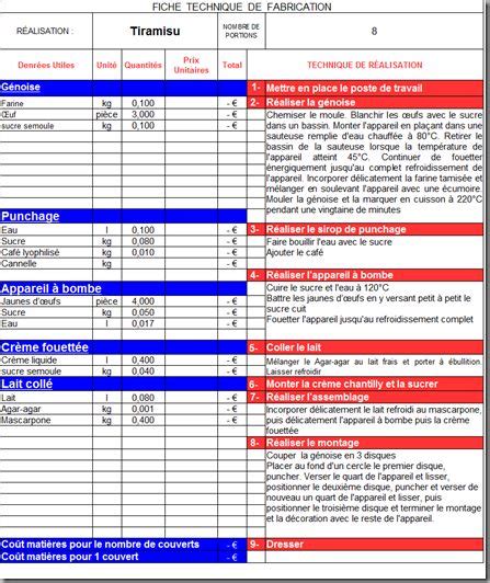Fiche Technique Et Recette De Tiramisu Cuisine De Base Conception