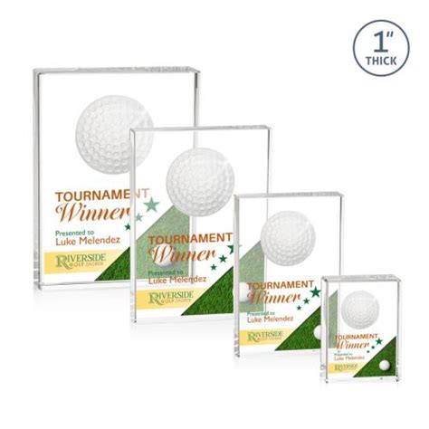 Louis Golf Full Color Rectangle Crystal Trophy Trophy