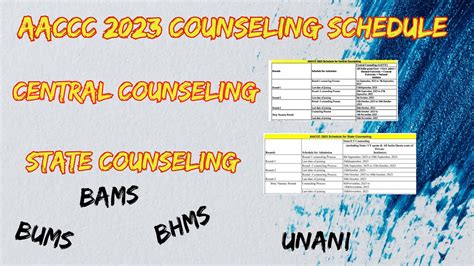 Aaccc Counseling Schedule Central And State Bams Bhs Bums Siddha