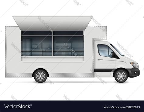 Food Truck Side View On White Royalty Free Vector Image