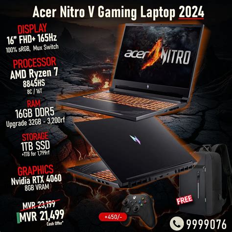 ACER NITRO V 15 6 144Hz GAMING LAPTOP INTEL I7 13620H 16GB 512GB RTX