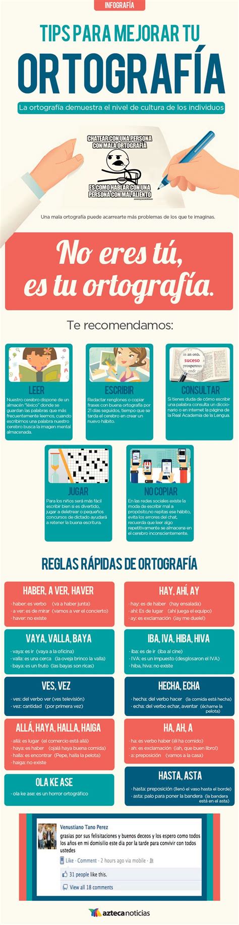 Tips Para Mejorar Tu Ortograf A Infografia Aztecanoticias