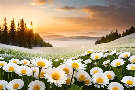 Premium Photo Flowers In The Mountains At Sunset