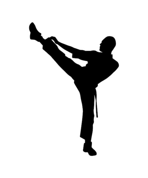 Concepto De Práctica De Karate Vector Simple Silueta Masculina Forma De