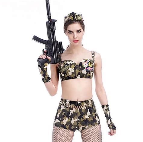 Buy 2017 New Sexy Women Camouflage Soldier Costumes Adult Halloween Carnaval