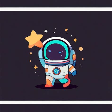 Cute Astronaut Holding Star Cartoon Vector Icon Illustration Science