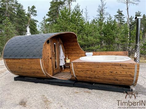 101 Barrel Sauna Oval with Hot Tub - TimberIN