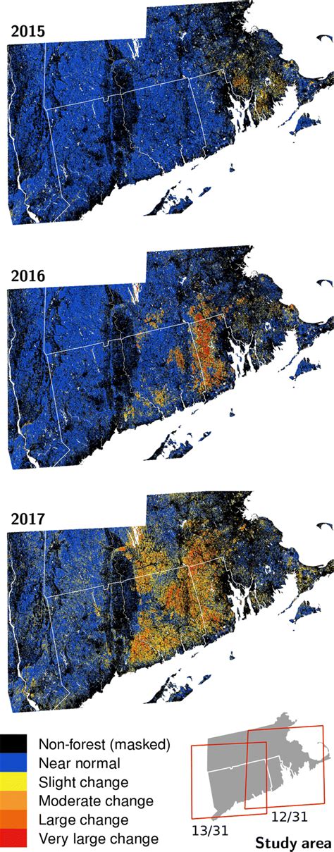 Landsat Based Gypsy Moth Defoliation Maps For 2015 2016 And 2017 Download Scientific Diagram