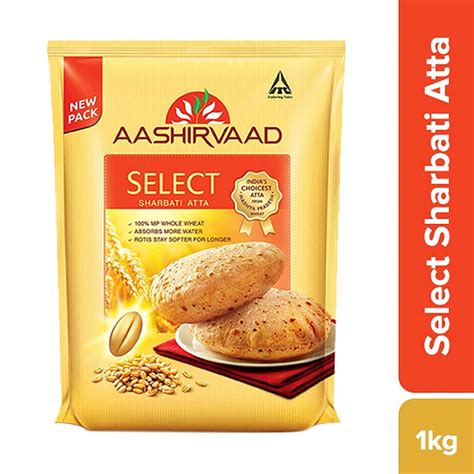 Aashirvaad Select Sharbati Whole Wheat Atta Packaging Size 1 Kg