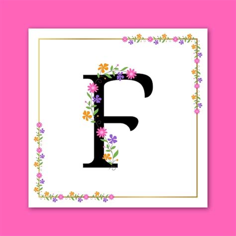 Design De Logotipo Decorativo Floral Letra F Vetor Premium