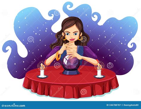 Fortune Teller and Crystal Ball Stock Vector - Illustration of fortune ...