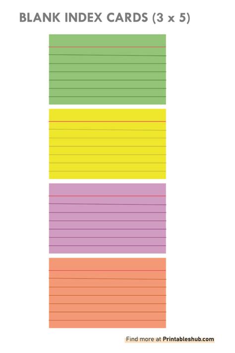 Printable Blank Index Cards 3x5 4x6 5x7 5x8 Templates With Pdf