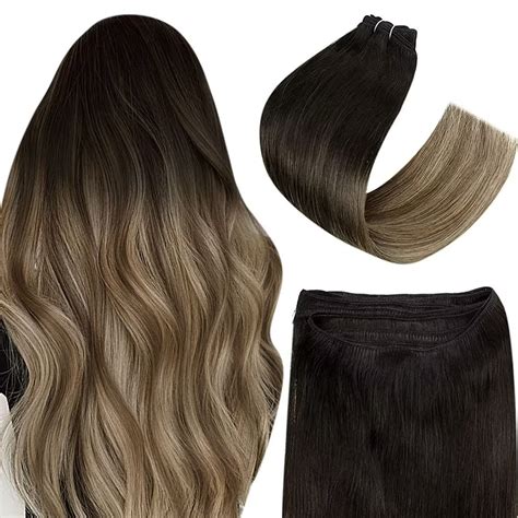 Easyouth Echthaar Tressen Extensions Ombre Tressen Extensions Echthaar