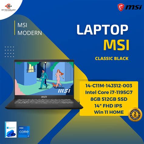 Jual Msi Modern C M Classic Black Core I G Gb Gb Ssd