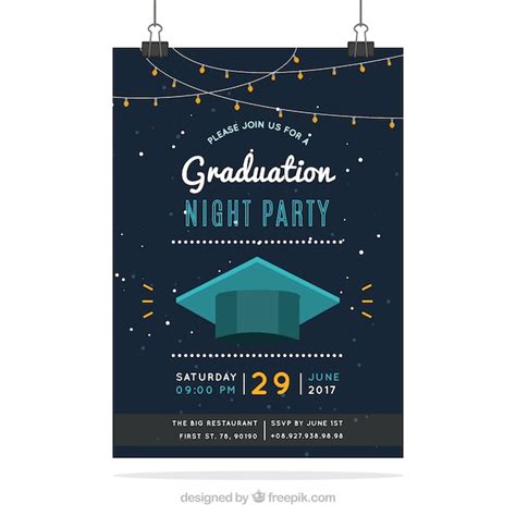 Free Vector Elegant University Party Brochure With Mortarboard