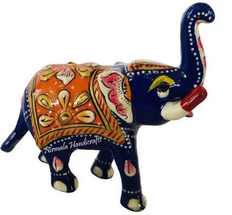 Muilty Colour Metal Meenakari Elephant Statue Enamel Work Sculpture