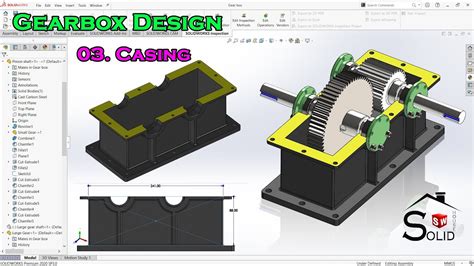 Gearbox Design Casing Solidworks Tutorial Part 3 Youtube