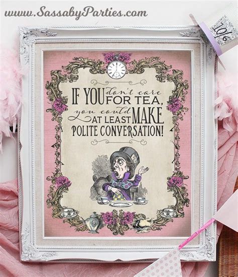 Mad Hatter Tea Party Poster Pink Instant Download Alice In