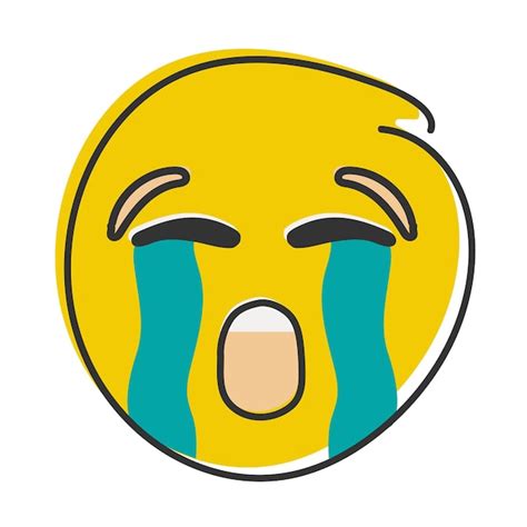 Premium Vector Loudly Crying Emoji Yellow Emoticon With Streams Of