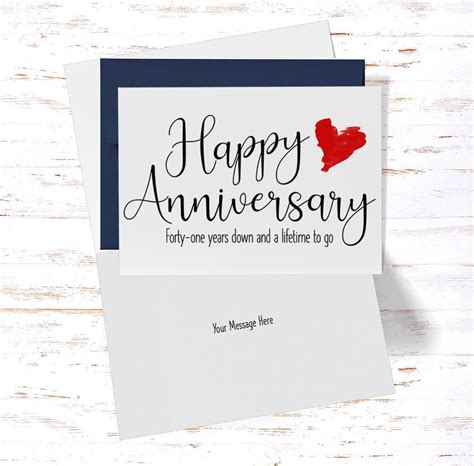 St Anniversary Card St Anniversary Gift Forty One Year Etsy