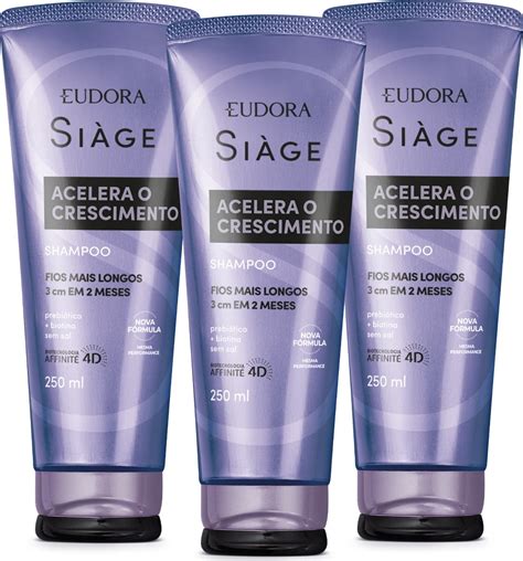 Combo Siàge Acelera o Crescimento Shampoo 3x250ml Eudora