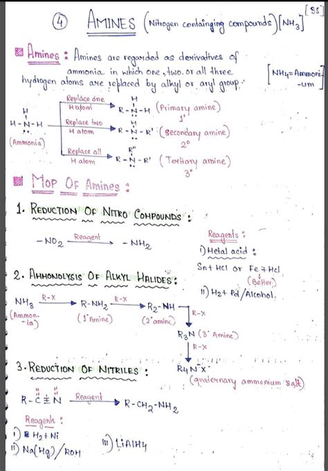 Amines : class 12 organic chemistry handwritten notes