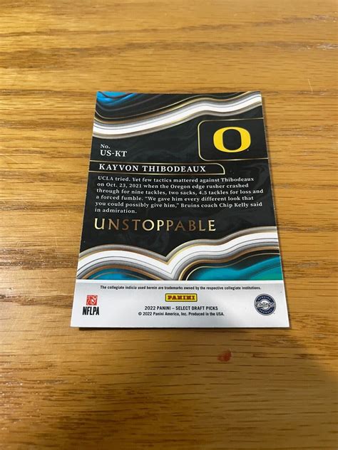 2022 Kayvon Thibodeaux Panini Select Draft Picks Unstoppable Rookie RC