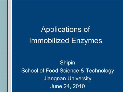 PPT Applications Of Immobilized Enzymes PowerPoint Presentation Free