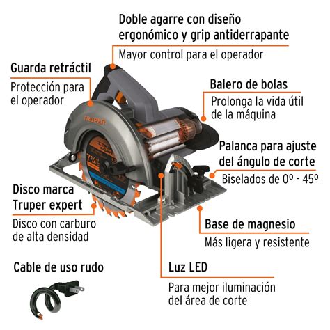 Sierra Circular Truper 7 1 4 1800 W Industrial Solda Express