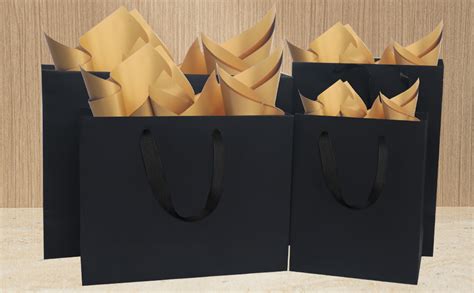 Amazon QIELSER 12Pcs Black Gift Bags With Tissue Paper 8 X4 75 X10