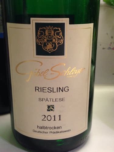 Göbel Schleyer Erben Riesling Spätlese Halbtrocken Vivino US