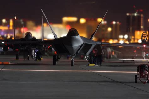 F 22 Raptor Engine Start On The Nellis Afb Flightline The Lights Of