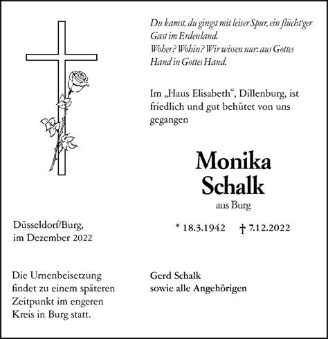 Traueranzeigen Von Monika Schalk Vrm Trauer De