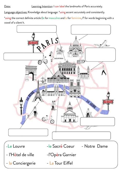 Paris Landmarks Worksheet Paris Landmarks France For Kids Paris Kids