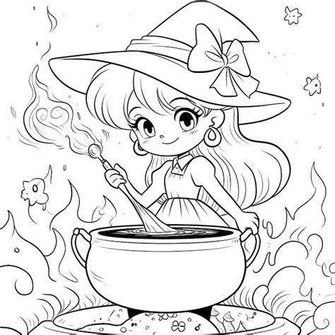 Premium AI Image | a cartoon witch stirring up a pot of witches ...