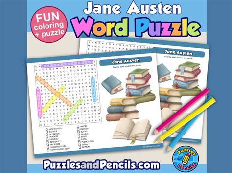 Jane Austen Word Search Puzzle Activity Page Famous Authors