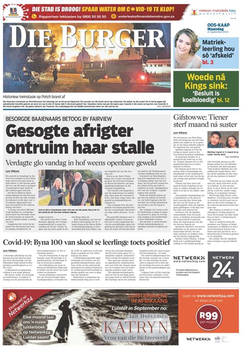 Die Burger Oos Kaap September 21 2020 Newspaper