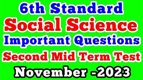 Th Standard Social Science Second Mid Term Test Important Questions