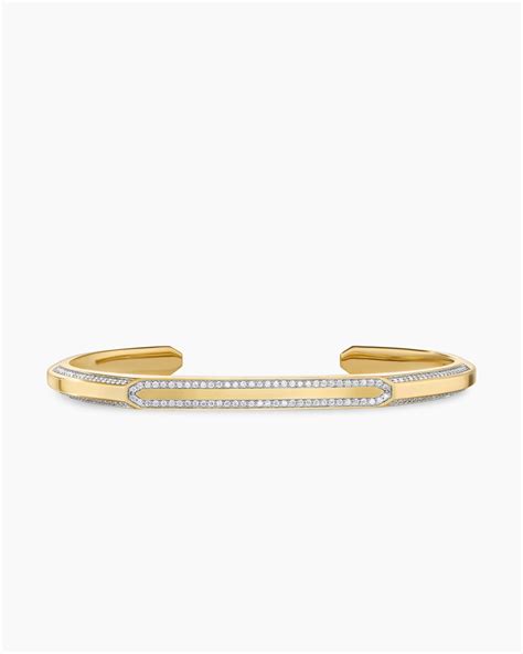 David Yurman Streamline Cuff Bracelet In 18k Yellow Gold With S