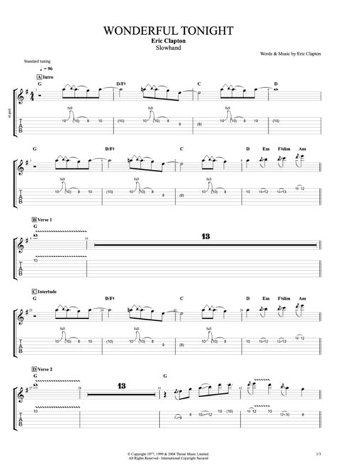 Wonderful Tonight Guitar Chords