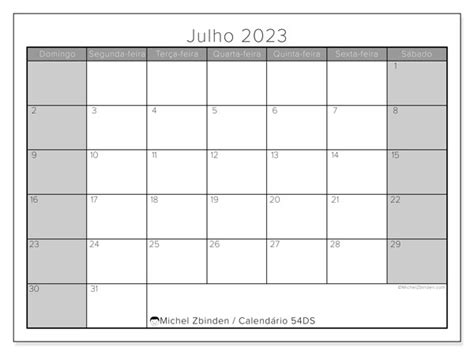 Calendário de julho de 2023 para imprimir 442DS Michel Zbinden BR Hot